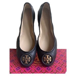 New Tory Burch Black Allie Ballet Flats Size 9